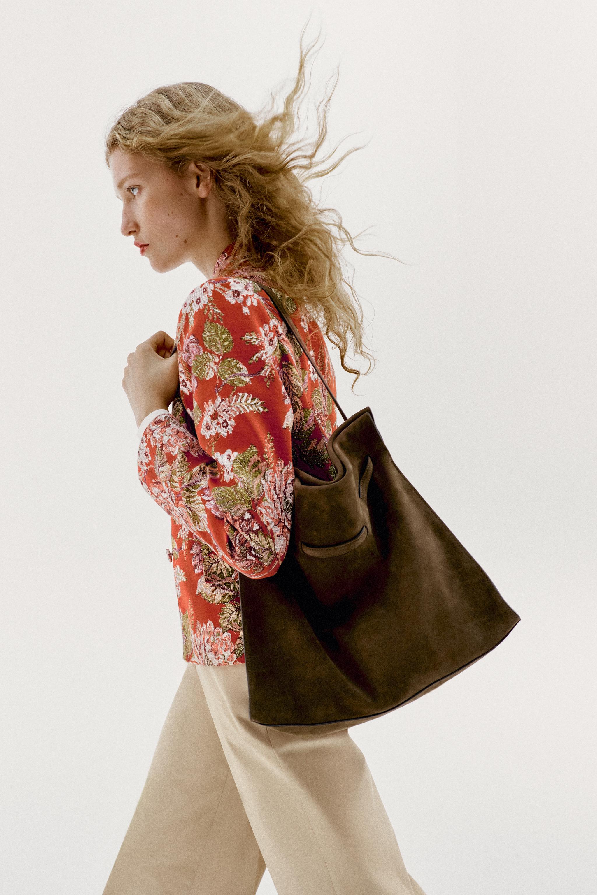 Split Suede Shoulder Bag - Khaki Green - One Size Only
