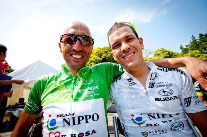 Fortunato Baliani (Team NIPPO - De Rosa) and his team mate, Julian David Arredondo