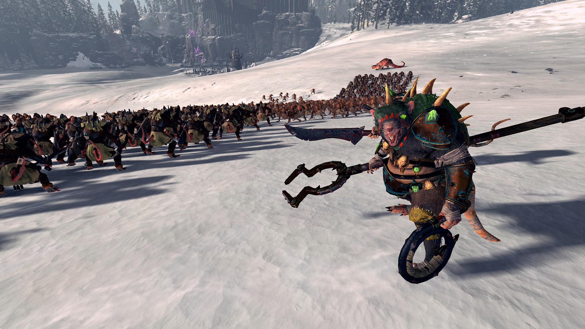 Throt the Unclean leads a skaven army the traditional way, from the rear