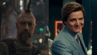 Sean Gunn's Kraglin and Pedro Pascal's Maxwell Lord side by side 