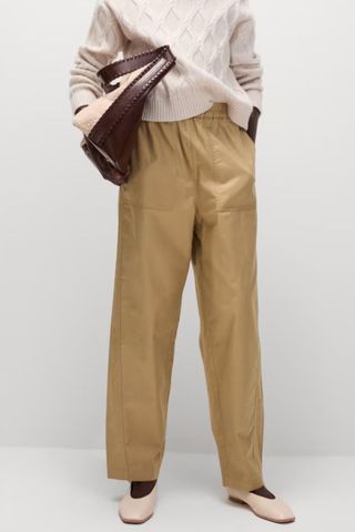 M&S Pure Cotton Pull On Carrot Leg Trousers