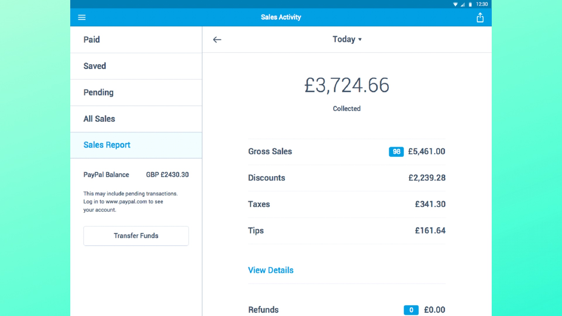 PayPal HERE Sales Activity Interface