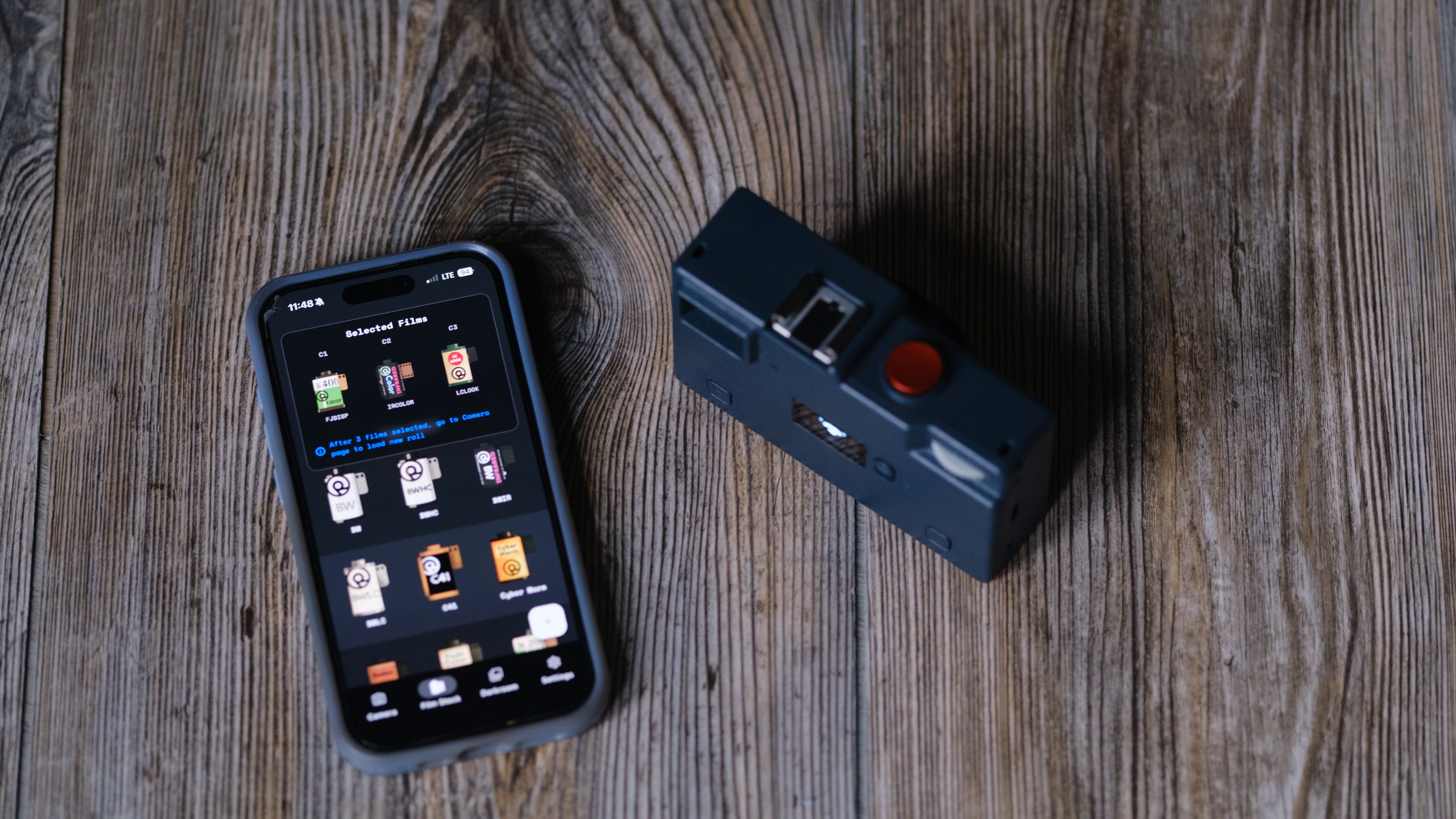 The Rewindpix on a wood background