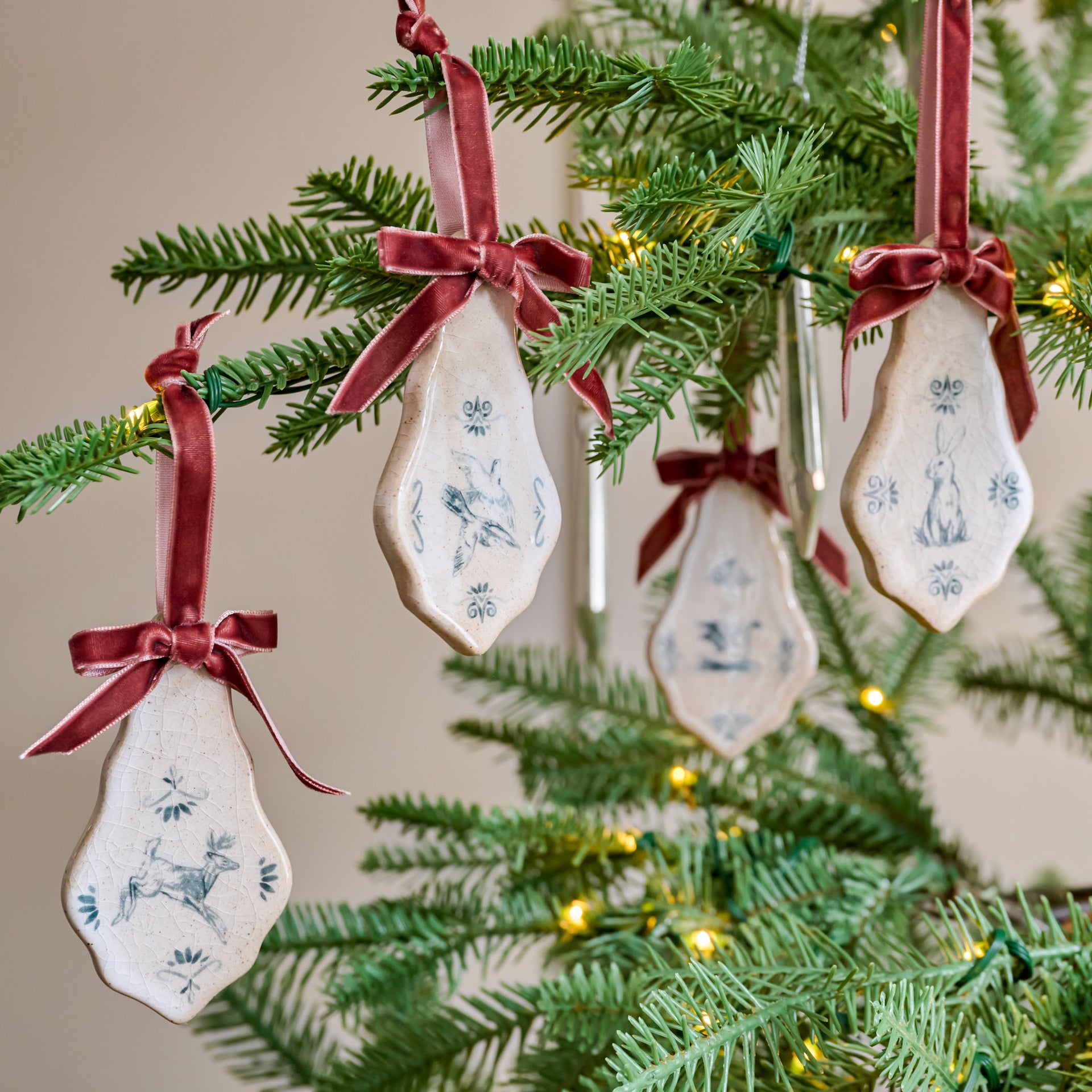 Enchanted Forest Tile Ornaments - Set of 4