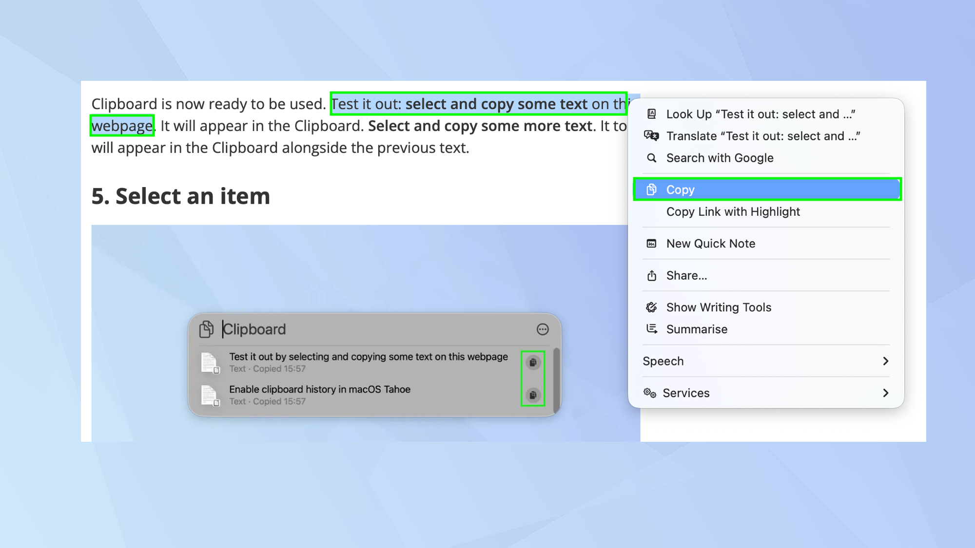 How to enable clipboard history in macOS Tahoe