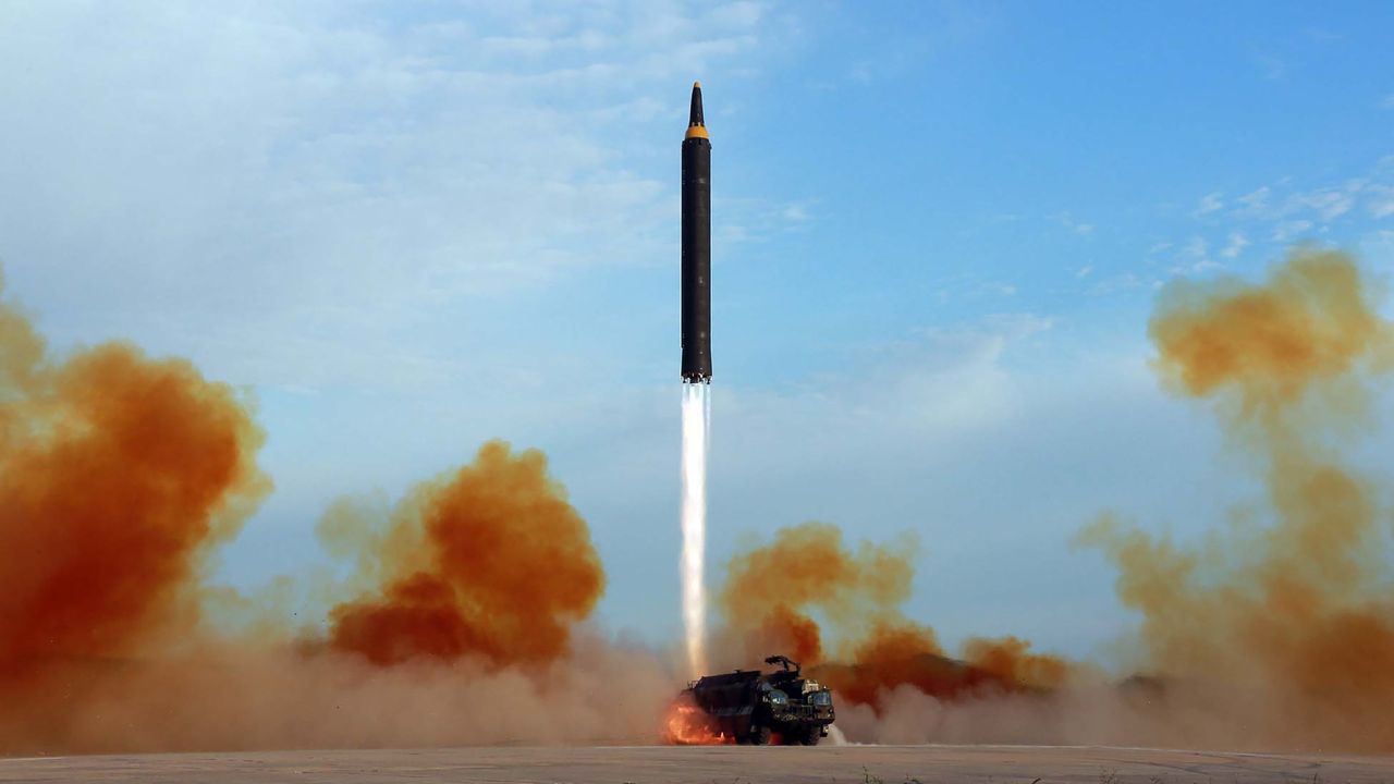 A North Korean missile test is performed in an undated image