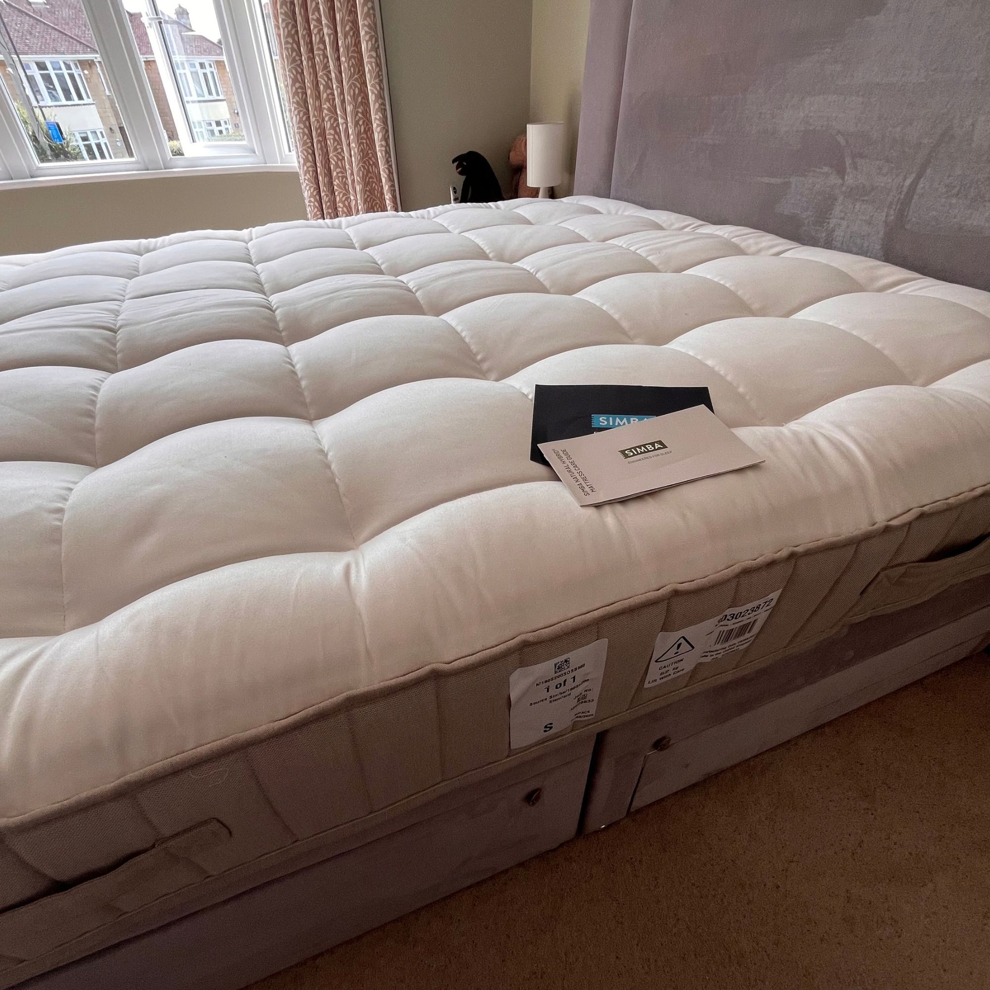 simba natural hybrid source mattress after delivery team has positioned it on the bed frame