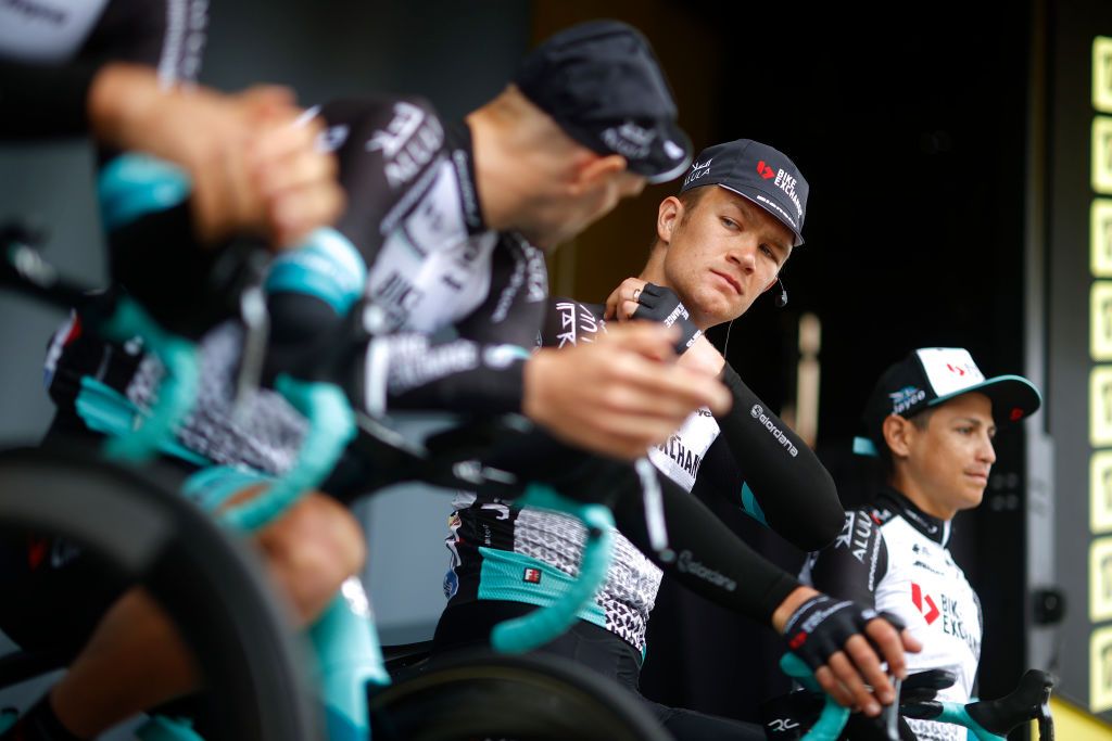 SAINTLARYSOULAN COL DU PORTET FRANCE JULY 14 Christopher JuulJensen of Denmark and Team BikeExchange and Teammates at start during the 108th Tour de France 2021 Stage 17 a 1784km stage from Muret to SaintLarySoulan Col du Portet 2215m LeTour TDF2021 on July 14 2021 in SaintLarySoulan Col du Portet France Photo by Chris GraythenGetty Images