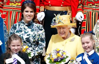Princess Eugenie and Queen Elizabeth II attend the traditional Royal Maundy Service at St George's Chapel