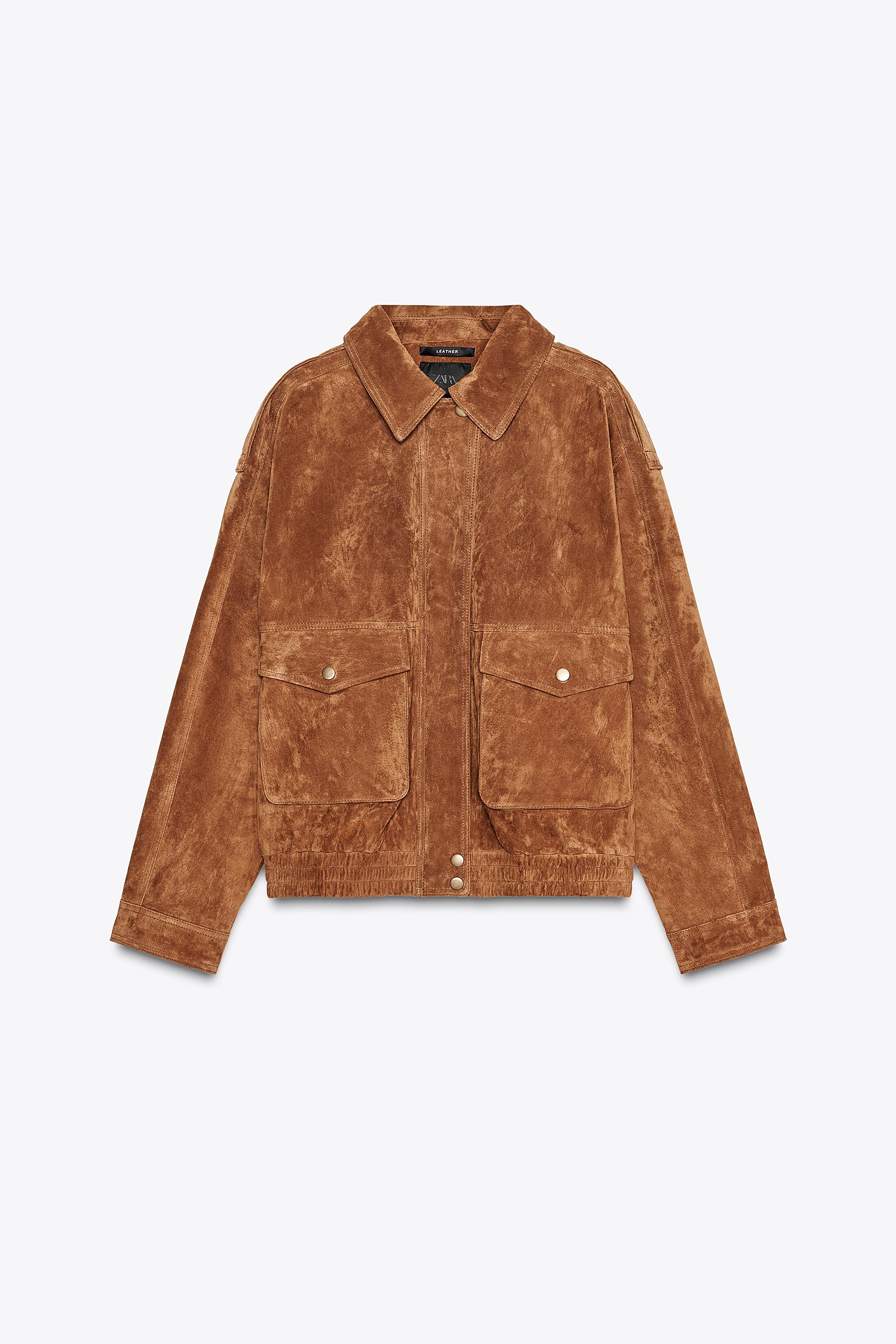 100% Suede Bomber Jacket With Pockets