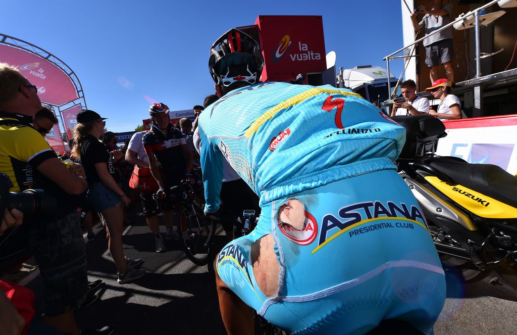 Fabio Aru's left side took the brunt of his fall