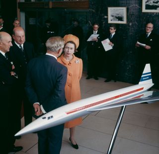 The Queen visiting Concorde model