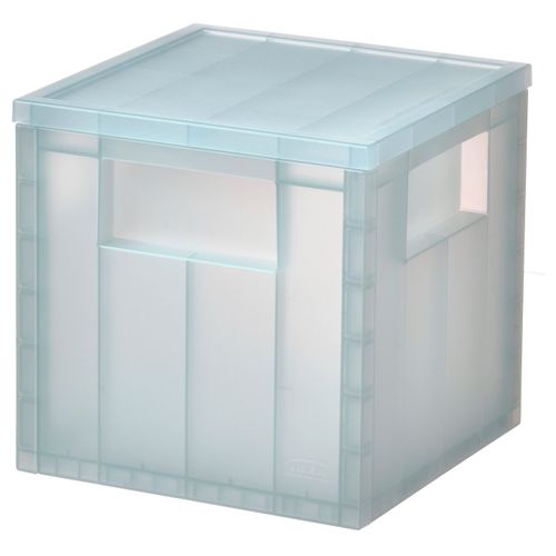 Pansartax Storage Box With Lid - Transparent Gray-Blue 6 &frac12;x6 &frac12;x6 &frac12;"