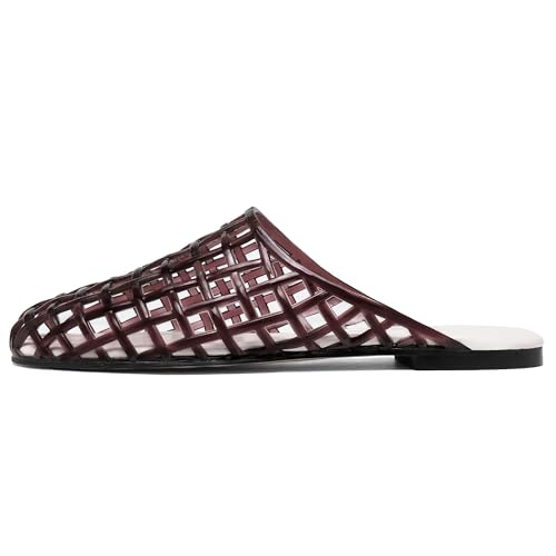 Molozoey Clear Jelly Shoes for Women Slip on Jelly Mesh Slides Comfortable Closed Toe Flats Sandals Summer Beach Slippers.