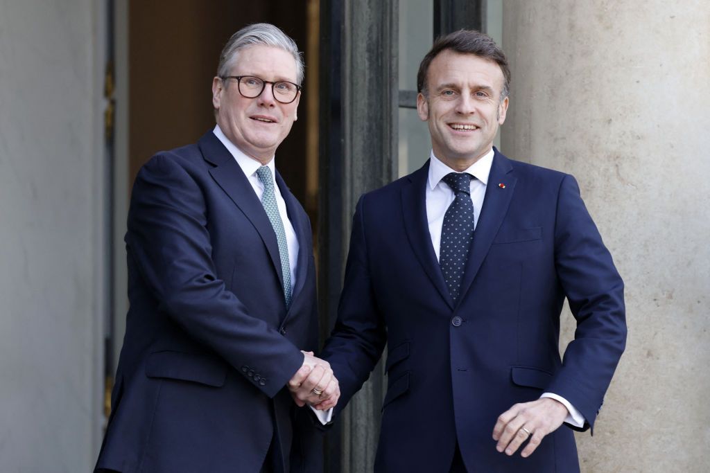 France&#039;s president Emmanuel Macron welcomes Britain&#039;s prime minister Keir Starmer before an informal summit of European leaders to discuss the situation in Ukraine and European security at the Elysee Presidential Palace in Paris on 17 February 2025.