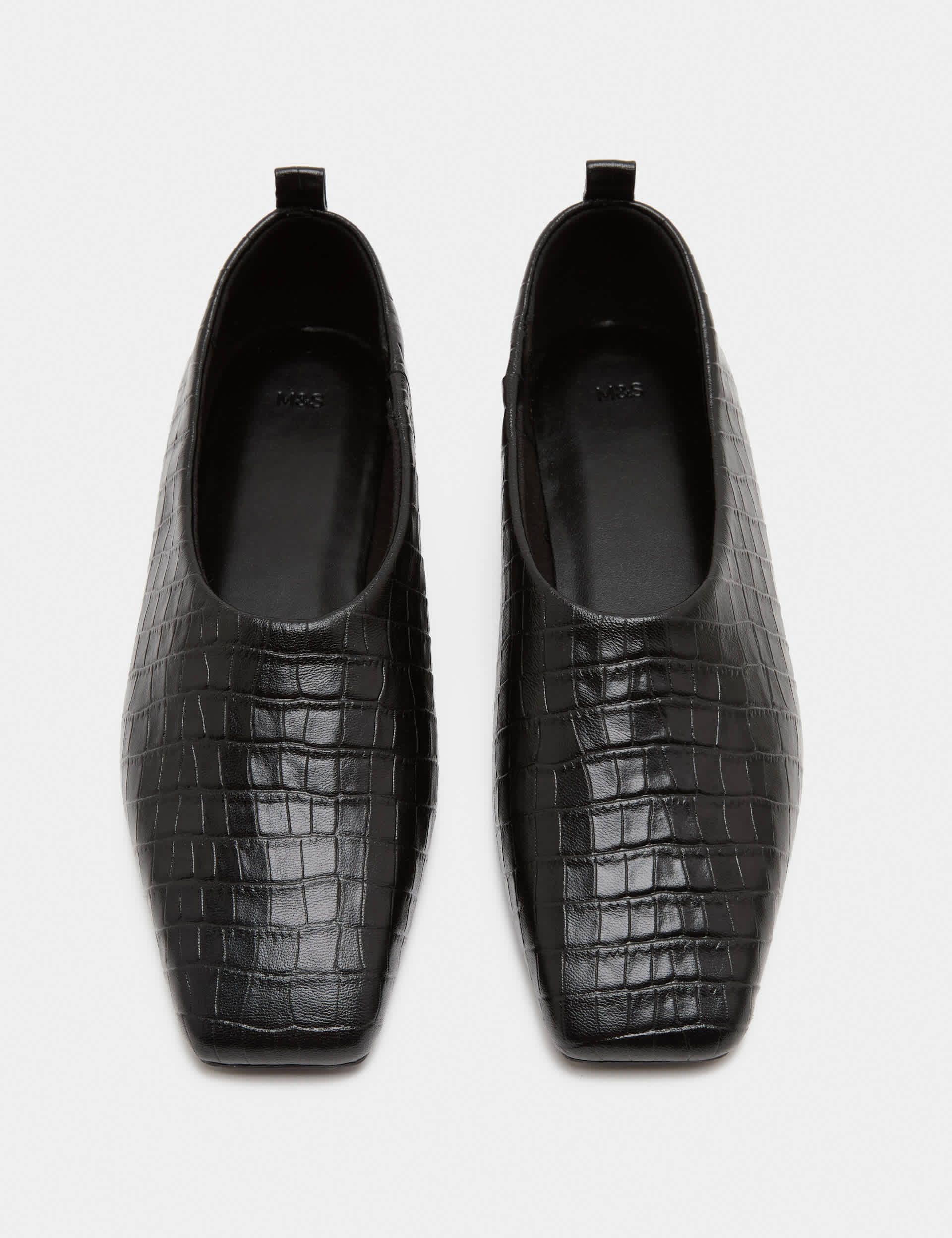 Leather Flat Square Toe Ballet Pump