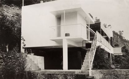 Black and white photo of house