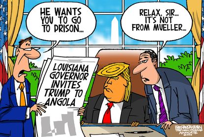 Political cartoon U.S. Trump Louisiana Bobby Jindal Angola Mueller Russia investigation prison