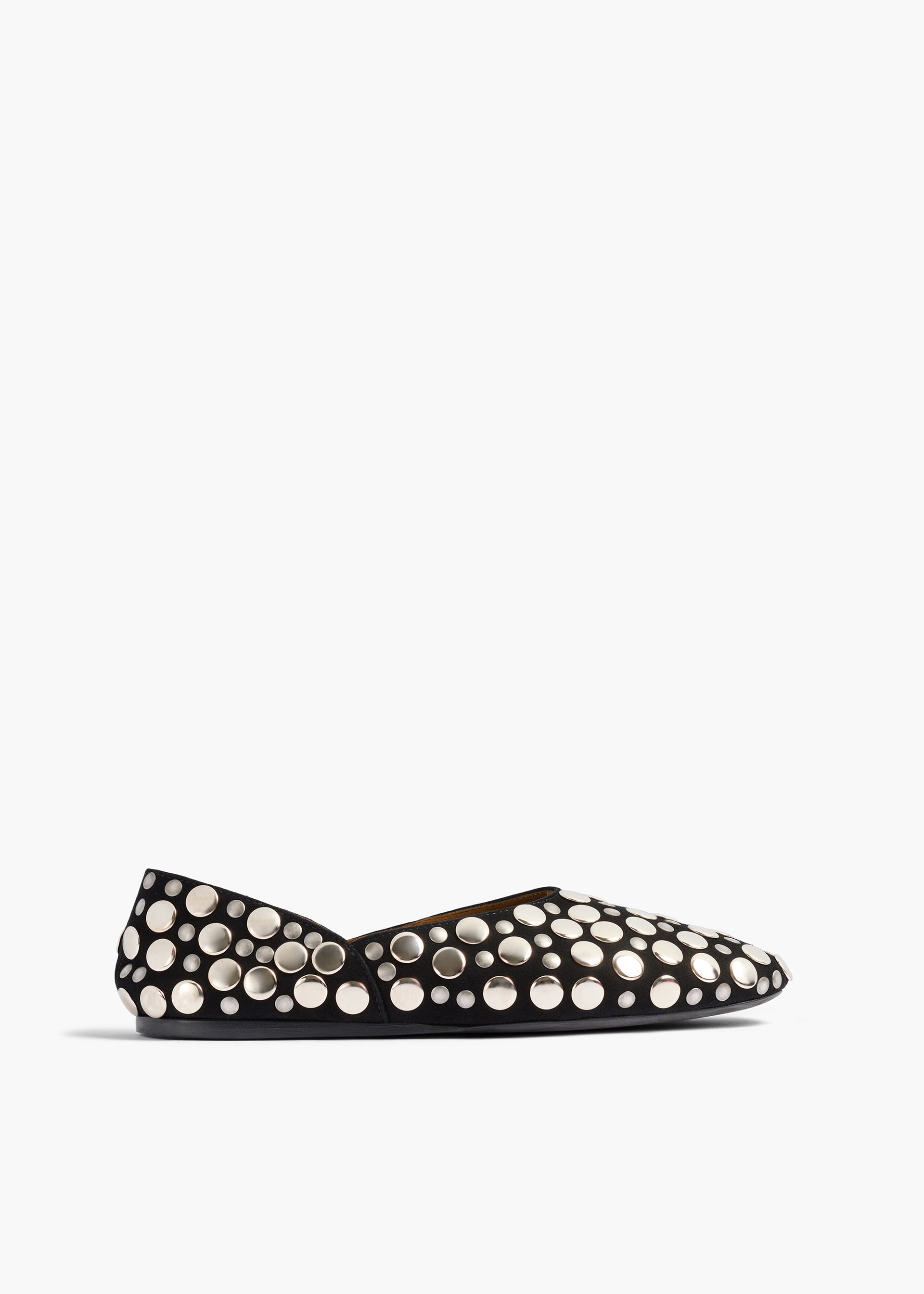 Jane Flat in Black Suede With Silver Studs - 35 / Black / Upper100%clsole100%cl