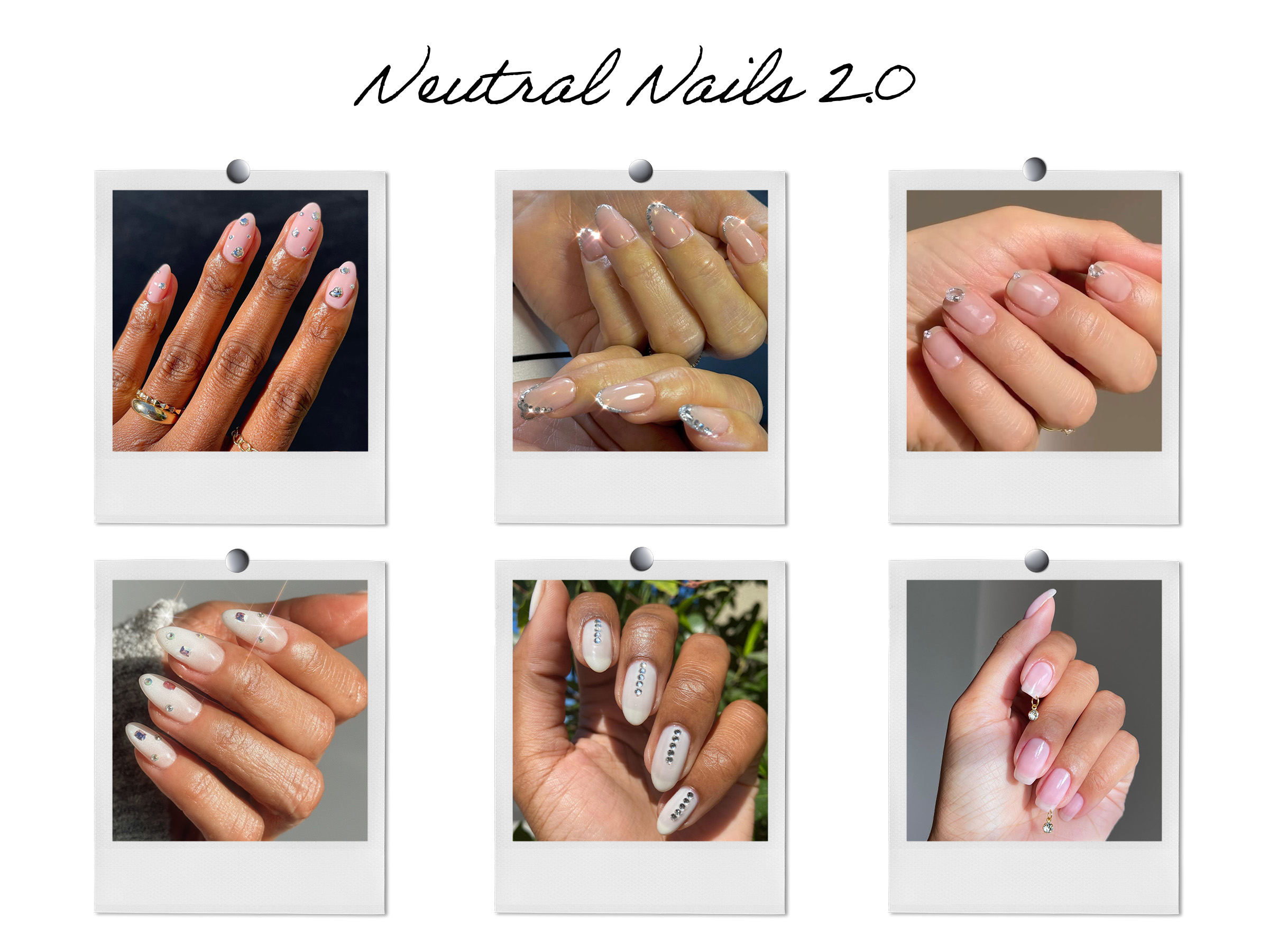 Photo collage of nail jewelry looks