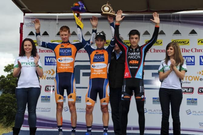 Tour of Toowoomba Stage Two Podium L-R Jack Haig, Nathan Earle, Matthew Clark