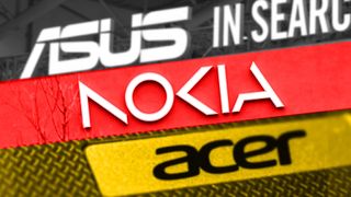 ASUS, NOKIA, and Acer logos with Germany flag colors overlayed in a row