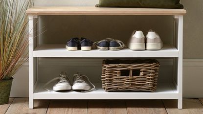 White shoe storage compartments