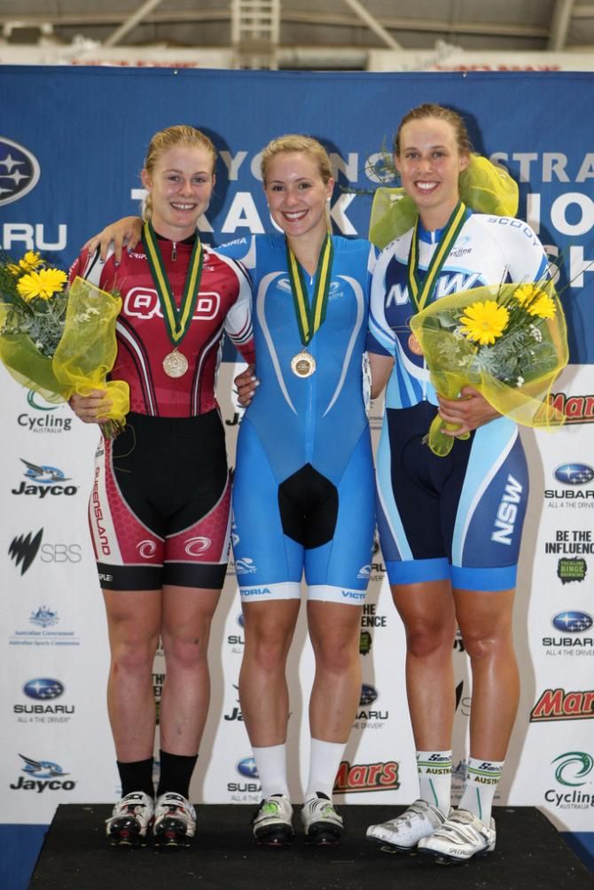 The women's U19 women's sprint podium