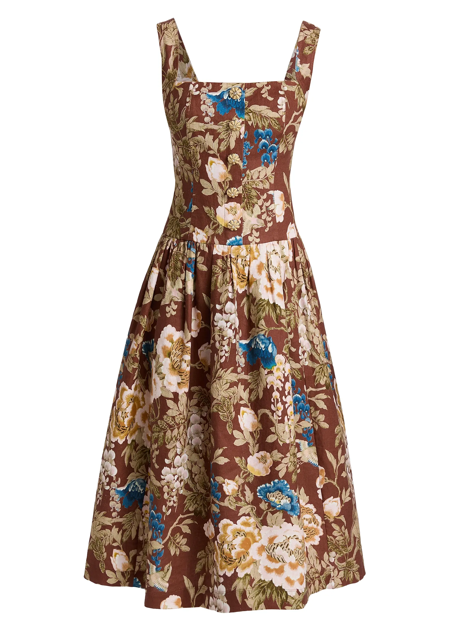Feliz Floral Linen Midi Dress