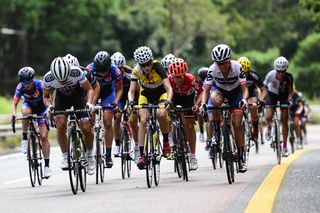 An-Li Kachelhoffer (Lotto-Soudol Ladies) in the bunch at the South African road race championships
