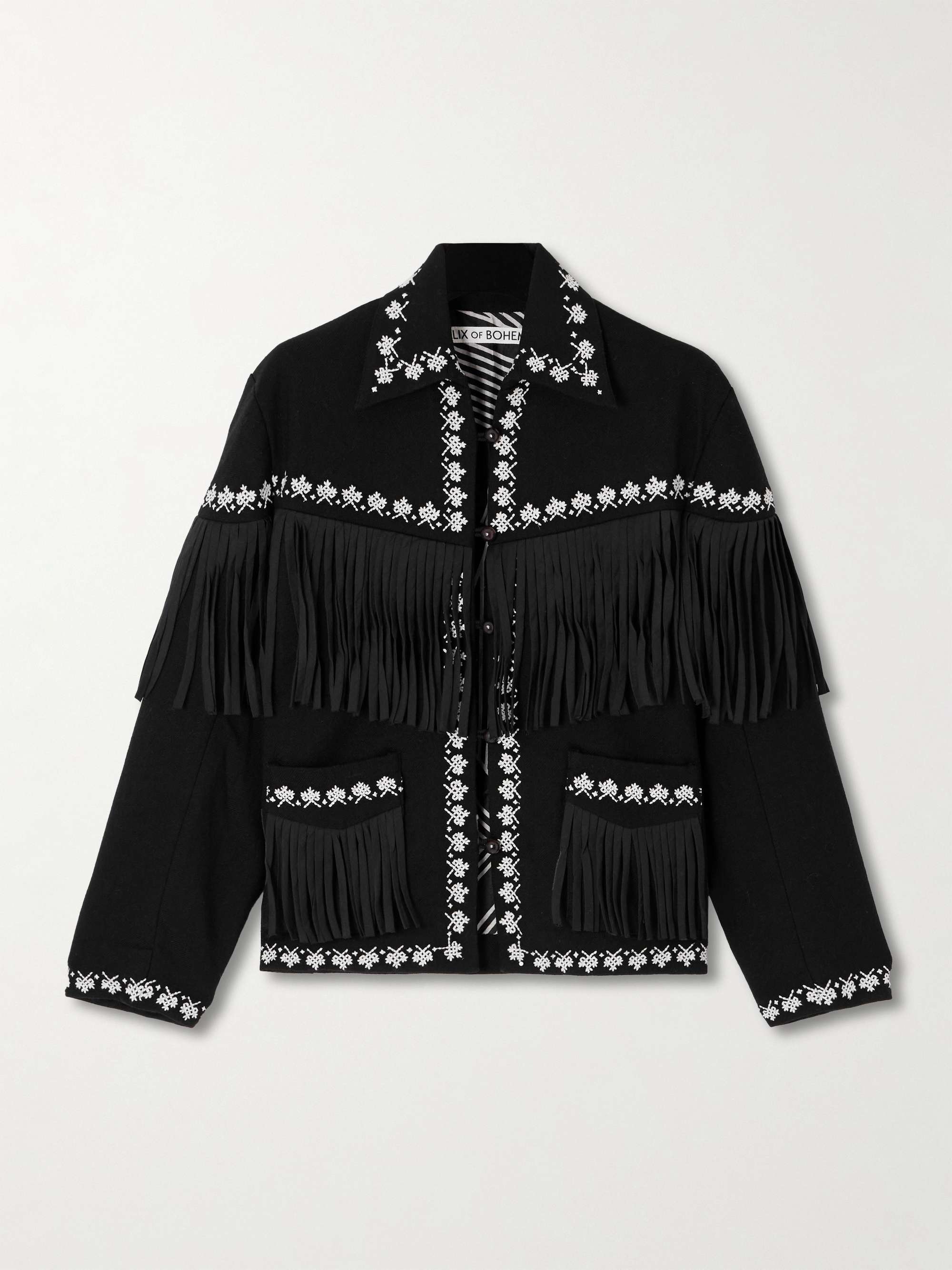 Jude Fringed Embroidered Wool-Flannel Jacket