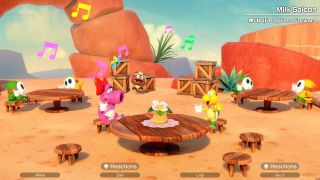 Super Mario Party Jamboree screenshot showing characters at a dining table