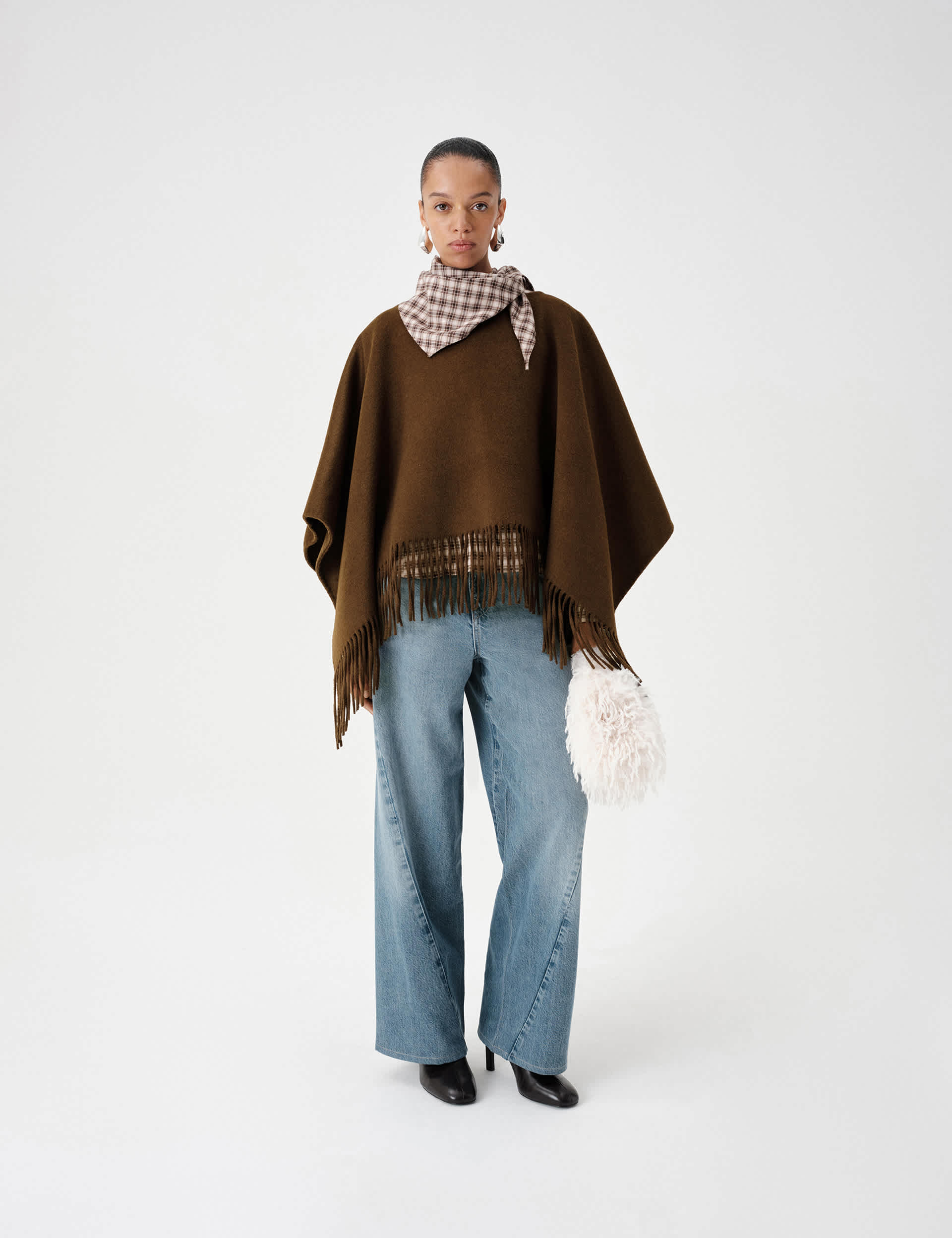 Double Faced Fringed Poncho