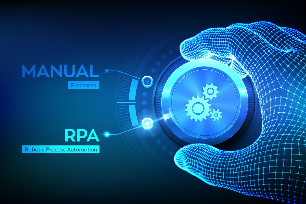 Digital-looking hand turning a switch from &amp;quot;Manual&amp;quot; to &amp;quot;RPA&amp;quot;