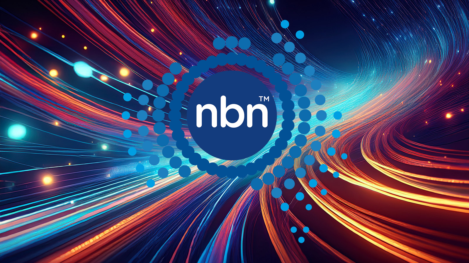 NBN Logo on a conceptual fiber optic cabling background