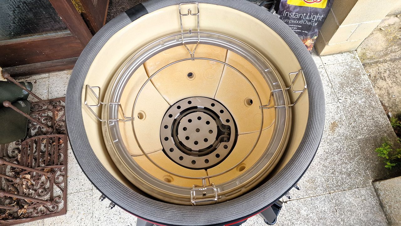 The ceramic interior of the Kamado Joe Konnected Joe