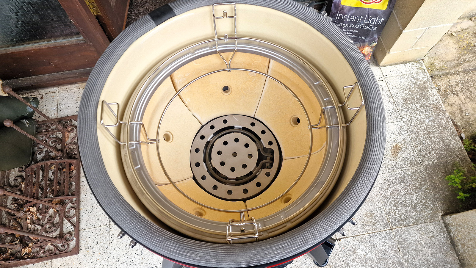 The ceramic interior of the Kamado Joe Konnected Joe