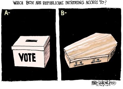 Political cartoon U.S. GOP health care access voting rights