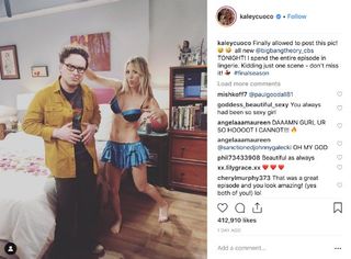 kaley cuoco instagram post lingerie the big bang theory cbs