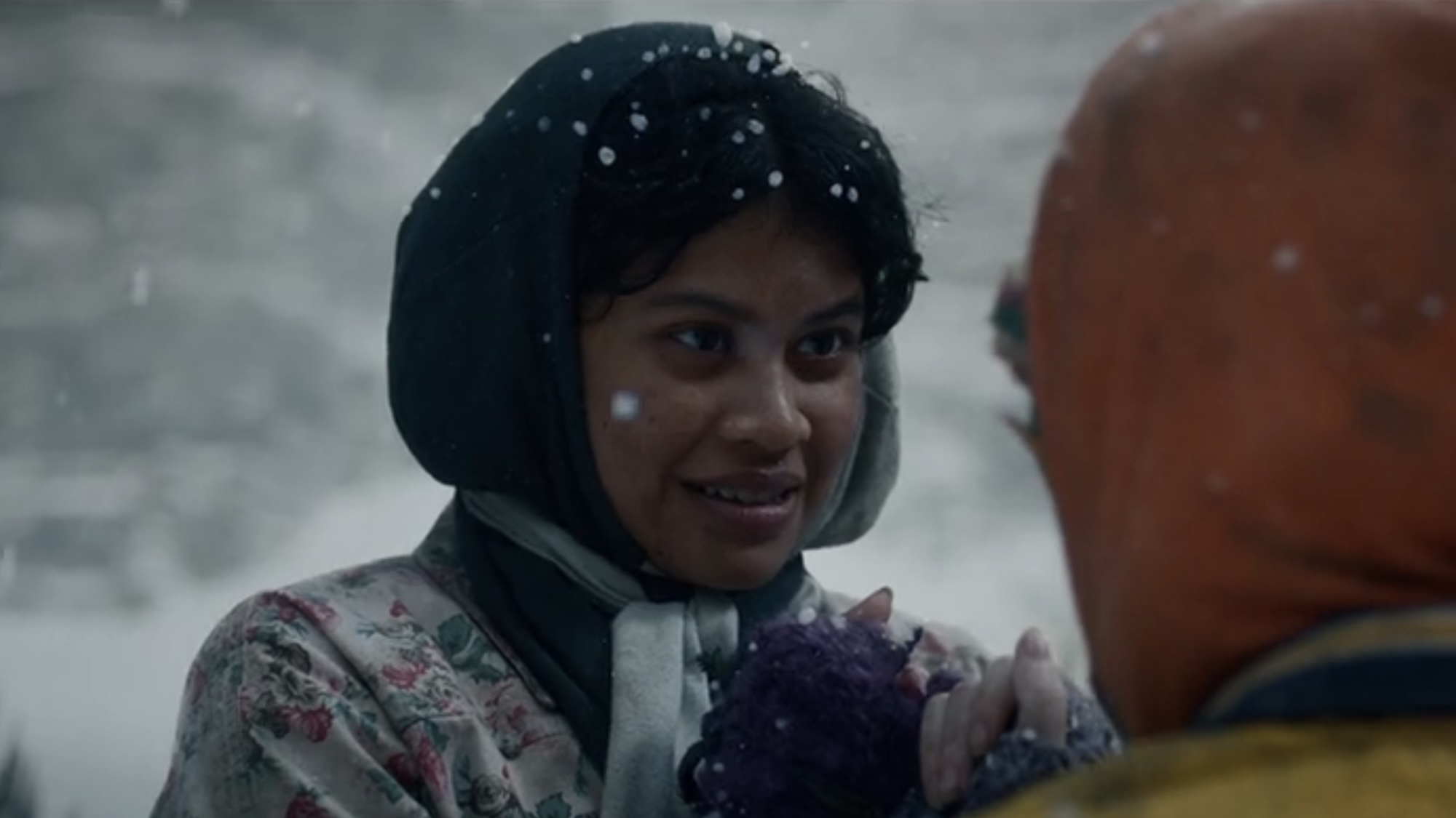 Crystal bundled up and smiling after pinky promising with Misty.