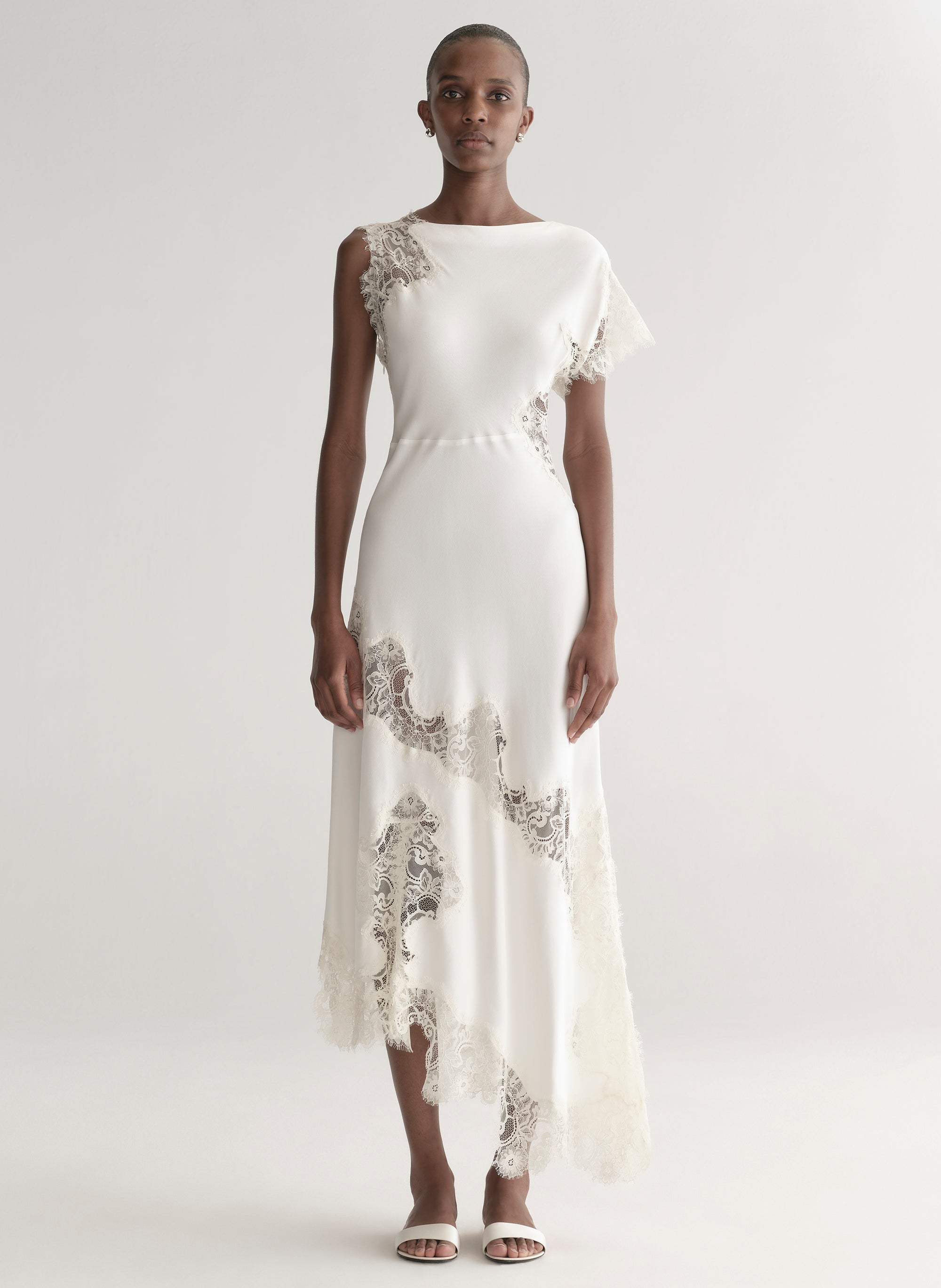 Alessia Textured Satin and Lace Maxi Dress