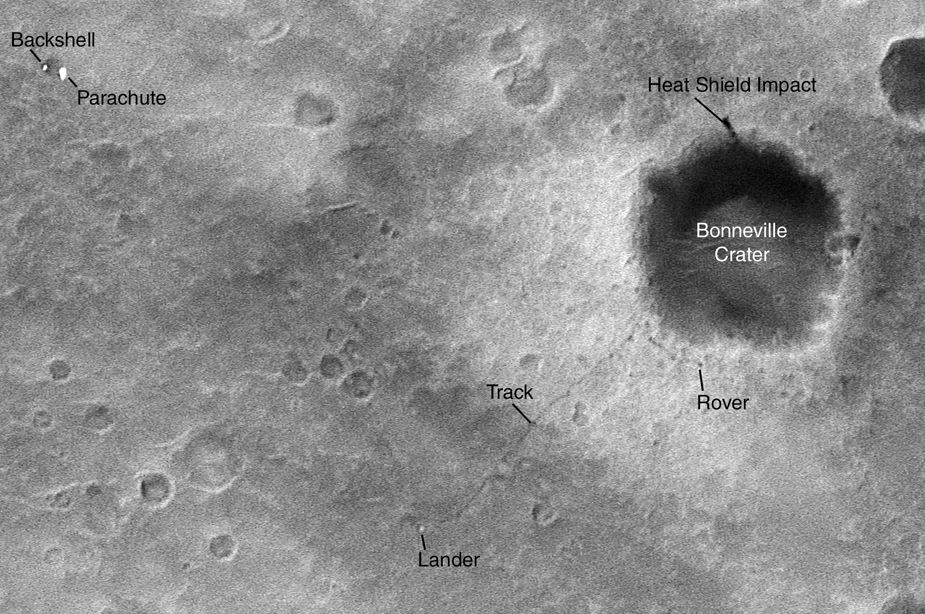 Mars Orbiter Spots Rover&#039;s Tracks from Space