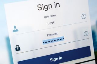 A website showing a sign in form with the password hidden