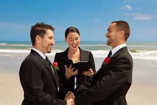 Same-sex marriage; gay men giving their wedding vows. Credit. Dreamstime.