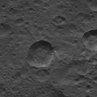 Small craters on the surface of Ceres, near the equator, captured by the Dawn probe.