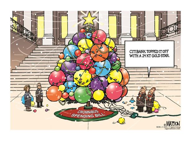 Political cartoon Congress Cromnibus bill