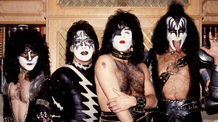 Kiss posing for a photograph in the early 1980s