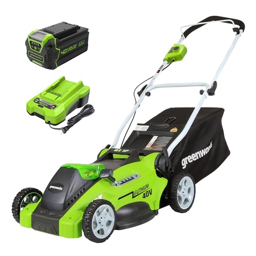 Greenworks 40v 16" Cordless Lawn Mower, Ultra-Light Push Mower With 4.0ah Battery &amp;amp; Charger(75+ Tool Compatibility, 45min Runtime)