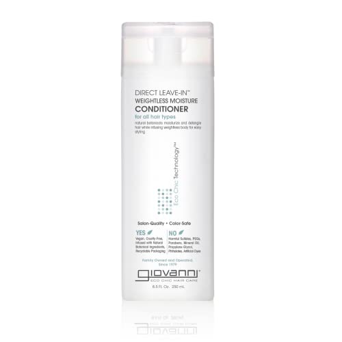 Giovanni Direct Leave in Weightless Moisture Conditioner - Co-Wash, Great for Curls &amp;amp; Wavy Hair, Wash &amp;amp; Go, Salon Quality, No Parabens, Infused With Natural Botanical Ingredients - 8.5 Oz