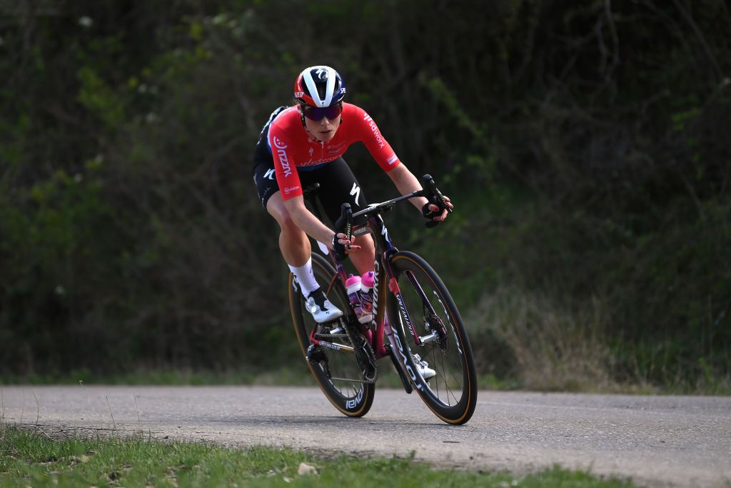 JACA SPAIN MAY 02 Demi Vollering of The Netherlands and Team SD Worx Protime cmduring the 10th La Vuelta Femenina 2024 Stage 5 a 1139km stage from Huesca to Alto del Fuerte Rapitan Jaca 1103m UCIWWT on May 02 2024 in Jaca Spain Photo by Alex BroadwayGetty Images